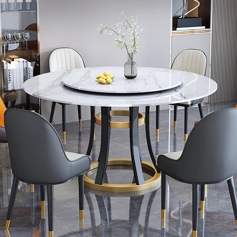 Round Contemporary Stone Table Standard Height Dining Table with Pedestal Base Clearhalo 'Dining Tables & Seating' 'Dining Tables' 'dining_table' 'furn' 'furn_dining_table' 'Furniture' 'furniture_dining_table' 'Kitchen & Dining Furniture' 'kitchen' 'kitchen_dining_table' 4731342