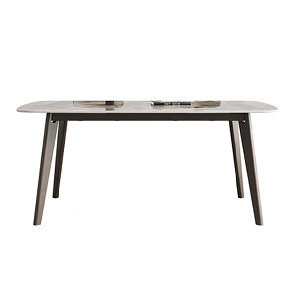 Contemporary Sintered Stone Dining Table Solid Wood Dining Table with 4 Legs Light Grey Without Chairs Clearhalo 'Dining Tables & Seating' 'Dining Tables' 'dining_table' 'furn' 'furn_dining_table' 'Furniture' 'furniture_dining_table' 'Kitchen & Dining Furniture' 'kitchen' 'kitchen_dining_table' 4731352
