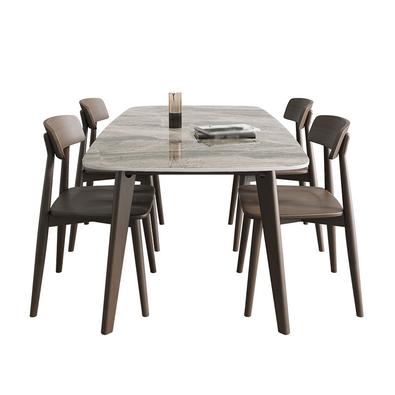 Contemporary Sintered Stone Dining Table Solid Wood Dining Table with 4 Legs Clearhalo 'Dining Tables & Seating' 'Dining Tables' 'dining_table' 'furn' 'furn_dining_table' 'Furniture' 'furniture_dining_table' 'Kitchen & Dining Furniture' 'kitchen' 'kitchen_dining_table' 4731357