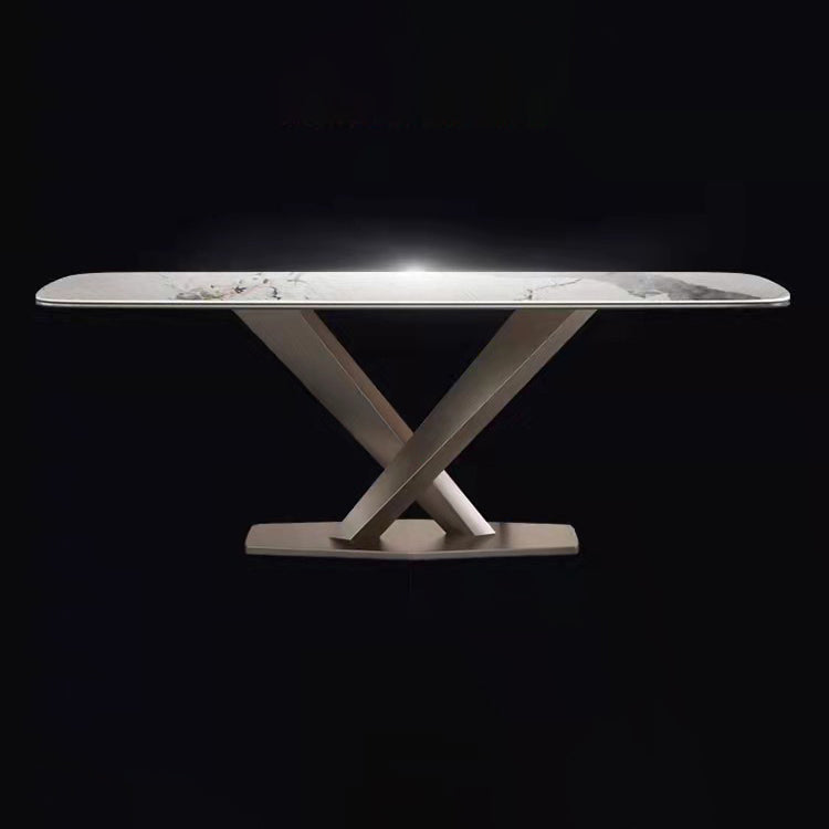Stone White Top Dining Table Traditional Luxury Table with Pedestal Base Clearhalo 'Dining Tables & Seating' 'Dining Tables' 'dining_table' 'furn' 'furn_dining_table' 'Furniture' 'furniture_dining_table' 'Kitchen & Dining Furniture' 'kitchen' 'kitchen_dining_table' 4731372