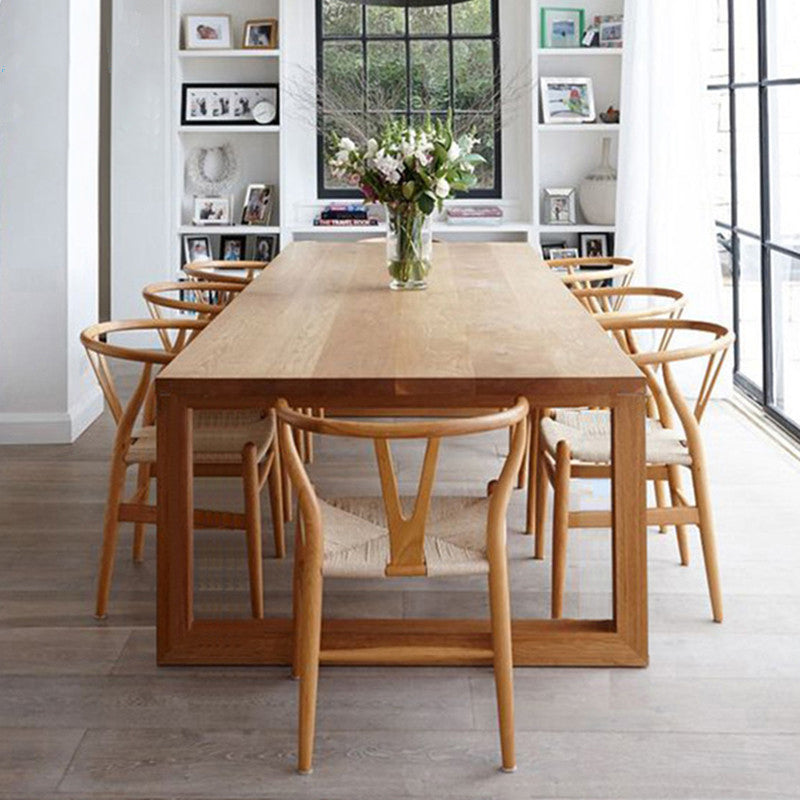 Rectangle Solid Wood Table with Double Pedestal Modern Dining Table for Restaurant Natural Without Chairs Clearhalo 'Dining Tables & Seating' 'Dining Tables' 'dining_table' 'furn' 'furn_dining_table' 'Furniture' 'furniture_dining_table' 'Kitchen & Dining Furniture' 'kitchen' 'kitchen_dining_table' 4731379