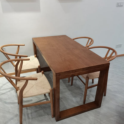 Rectangle Solid Wood Table with Double Pedestal Modern Dining Table for Restaurant Brown Without Chairs Clearhalo 'Dining Tables & Seating' 'Dining Tables' 'dining_table' 'furn' 'furn_dining_table' 'Furniture' 'furniture_dining_table' 'Kitchen & Dining Furniture' 'kitchen' 'kitchen_dining_table' 4731381
