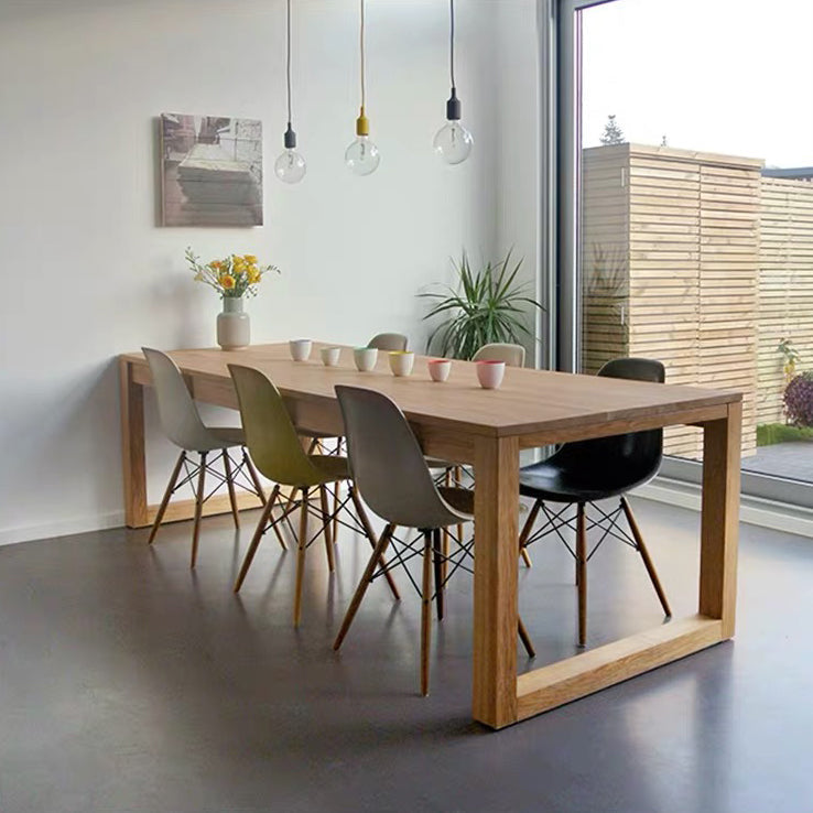 Rectangle Solid Wood Table with Double Pedestal Modern Dining Table for Restaurant Clearhalo 'Dining Tables & Seating' 'Dining Tables' 'dining_table' 'furn' 'furn_dining_table' 'Furniture' 'furniture_dining_table' 'Kitchen & Dining Furniture' 'kitchen' 'kitchen_dining_table' 4731384