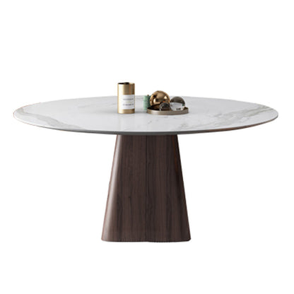Contemporary Sintered Stone Dining Table Round Dining Room Table Matte White Without Chairs Clearhalo 'Dining Tables & Seating' 'Dining Tables' 'dining_table' 'furn' 'furn_dining_table' 'Furniture' 'furniture_dining_table' 'Kitchen & Dining Furniture' 'kitchen' 'kitchen_dining_table' 4731393