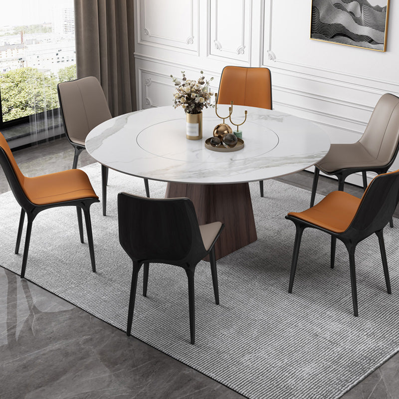 Contemporary Sintered Stone Dining Table Round Dining Room Table White 59.1"L x 59.1"W x 29.5"H Without Chairs Clearhalo 'Dining Tables & Seating' 'Dining Tables' 'dining_table' 'furn' 'furn_dining_table' 'Furniture' 'furniture_dining_table' 'Kitchen & Dining Furniture' 'kitchen' 'kitchen_dining_table' 4731395