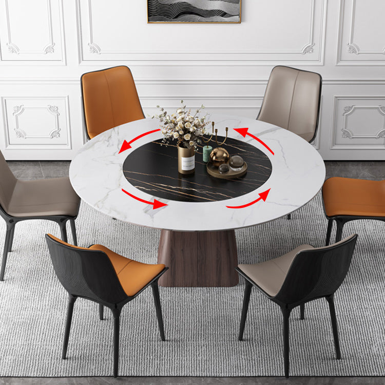 Contemporary Sintered Stone Dining Table Round Dining Room Table Clearhalo 'Dining Tables & Seating' 'Dining Tables' 'dining_table' 'furn' 'furn_dining_table' 'Furniture' 'furniture_dining_table' 'Kitchen & Dining Furniture' 'kitchen' 'kitchen_dining_table' 4731401