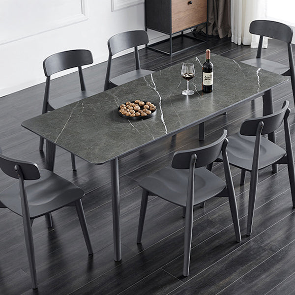 Stone Top Dining Table Mid-Century Modern Dining Table with 4 Legs Black Without Chairs Clearhalo 'Dining Tables & Seating' 'Dining Tables' 'dining_table' 'furn' 'furn_dining_table' 'Furniture' 'furniture_dining_table' 'Kitchen & Dining Furniture' 'kitchen' 'kitchen_dining_table' 4731414