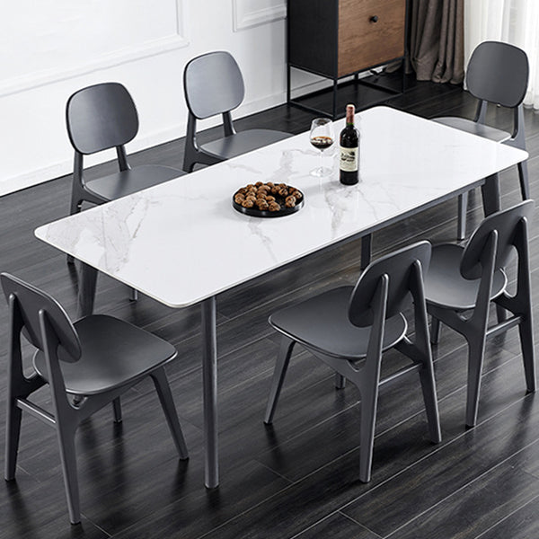 Stone Top Dining Table Mid-Century Modern Dining Table with 4 Legs White Without Chairs Clearhalo 'Dining Tables & Seating' 'Dining Tables' 'dining_table' 'furn' 'furn_dining_table' 'Furniture' 'furniture_dining_table' 'Kitchen & Dining Furniture' 'kitchen' 'kitchen_dining_table' 4731415