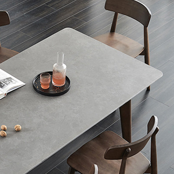 Stone Top Dining Table Mid-Century Modern Dining Table with 4 Legs Clearhalo 'Dining Tables & Seating' 'Dining Tables' 'dining_table' 'furn' 'furn_dining_table' 'Furniture' 'furniture_dining_table' 'Kitchen & Dining Furniture' 'kitchen' 'kitchen_dining_table' 4731417