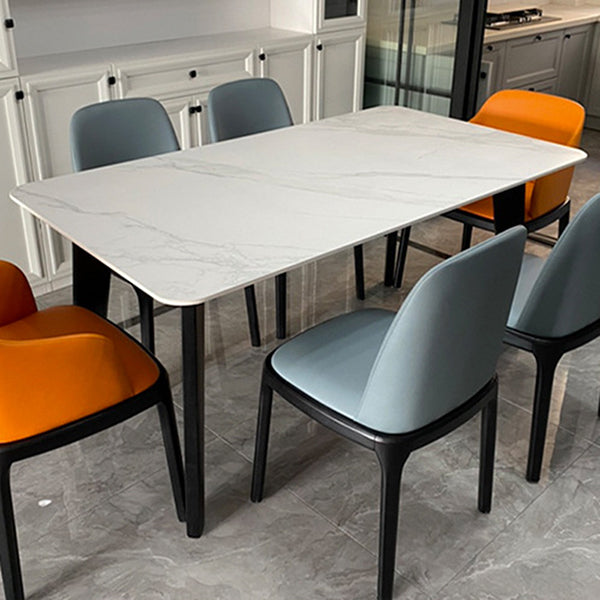 Stone Top Dining Table Mid-Century Modern Dining Table with 4 Legs Clearhalo 'Dining Tables & Seating' 'Dining Tables' 'dining_table' 'furn' 'furn_dining_table' 'Furniture' 'furniture_dining_table' 'Kitchen & Dining Furniture' 'kitchen' 'kitchen_dining_table' 4731422