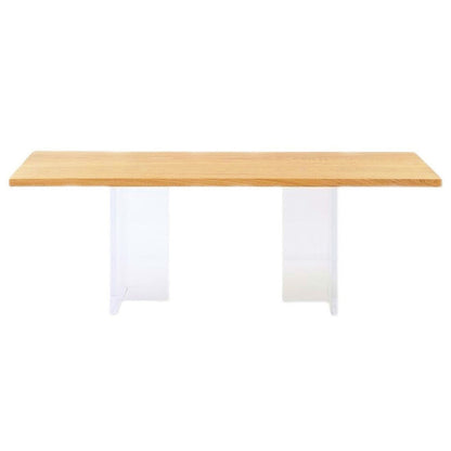 Pine Solid Wood Dining Room Collection Modern Rectangle with Acrylic Double Pedestal Table Natural Without Chairs Clearhalo 'Dining Tables & Seating' 'Dining Tables' 'dining_table' 'furn' 'furn_dining_table' 'Furniture' 'furniture_dining_table' 'Kitchen & Dining Furniture' 'kitchen' 'kitchen_dining_table' 4731428