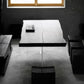 Pine Solid Wood Dining Room Collection Modern Rectangle with Acrylic Double Pedestal Table Black 86.6"L x 35.4"W x 29.5"H Without Chairs Clearhalo 'Dining Tables & Seating' 'Dining Tables' 'dining_table' 'furn' 'furn_dining_table' 'Furniture' 'furniture_dining_table' 'Kitchen & Dining Furniture' 'kitchen' 'kitchen_dining_table' 4731429
