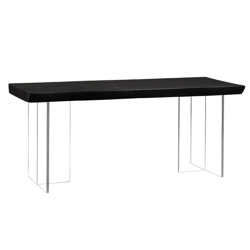 Pine Solid Wood Dining Room Collection Modern Rectangle with Acrylic Double Pedestal Table Black Without Chairs Clearhalo 'Dining Tables & Seating' 'Dining Tables' 'dining_table' 'furn' 'furn_dining_table' 'Furniture' 'furniture_dining_table' 'Kitchen & Dining Furniture' 'kitchen' 'kitchen_dining_table' 4731432