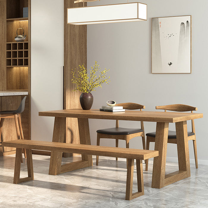 Pine Wood Top Dining Table Modern Rectangle Table with Solid Wood Sled Base 63"L x 27.6"W x 29.5"H Without Chairs Clearhalo 'Dining Tables & Seating' 'Dining Tables' 'dining_table' 'furn' 'furn_dining_table' 'Furniture' 'furniture_dining_table' 'Kitchen & Dining Furniture' 'kitchen' 'kitchen_dining_table' 4731446