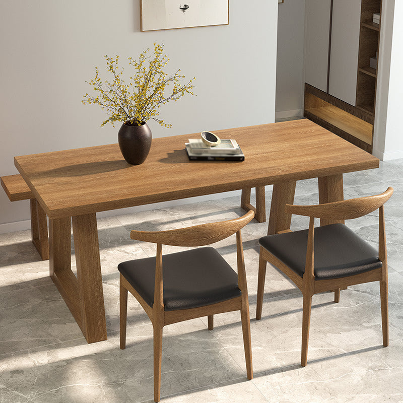 Pine Wood Top Dining Table Modern Rectangle Table with Solid Wood Sled Base 70.9"L x 31.5"W x 29.5"H Without Chairs Clearhalo 'Dining Tables & Seating' 'Dining Tables' 'dining_table' 'furn' 'furn_dining_table' 'Furniture' 'furniture_dining_table' 'Kitchen & Dining Furniture' 'kitchen' 'kitchen_dining_table' 4731447