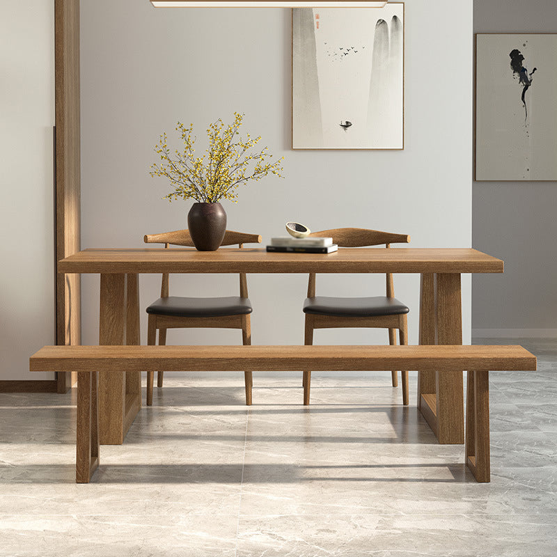 Pine Wood Top Dining Table Modern Rectangle Table with Solid Wood Sled Base 78.7"L x 31.5"W x 29.5"H Without Chairs Clearhalo 'Dining Tables & Seating' 'Dining Tables' 'dining_table' 'furn' 'furn_dining_table' 'Furniture' 'furniture_dining_table' 'Kitchen & Dining Furniture' 'kitchen' 'kitchen_dining_table' 4731448