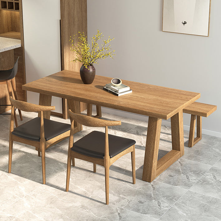 Pine Wood Top Dining Table Modern Rectangle Table with Solid Wood Sled Base Clearhalo 'Dining Tables & Seating' 'Dining Tables' 'dining_table' 'furn' 'furn_dining_table' 'Furniture' 'furniture_dining_table' 'Kitchen & Dining Furniture' 'kitchen' 'kitchen_dining_table' 4731449