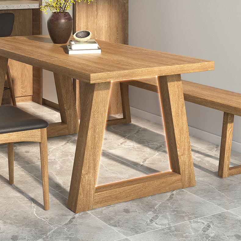 Pine Wood Top Dining Table Modern Rectangle Table with Solid Wood Sled Base Clearhalo 'Dining Tables & Seating' 'Dining Tables' 'dining_table' 'furn' 'furn_dining_table' 'Furniture' 'furniture_dining_table' 'Kitchen & Dining Furniture' 'kitchen' 'kitchen_dining_table' 4731453