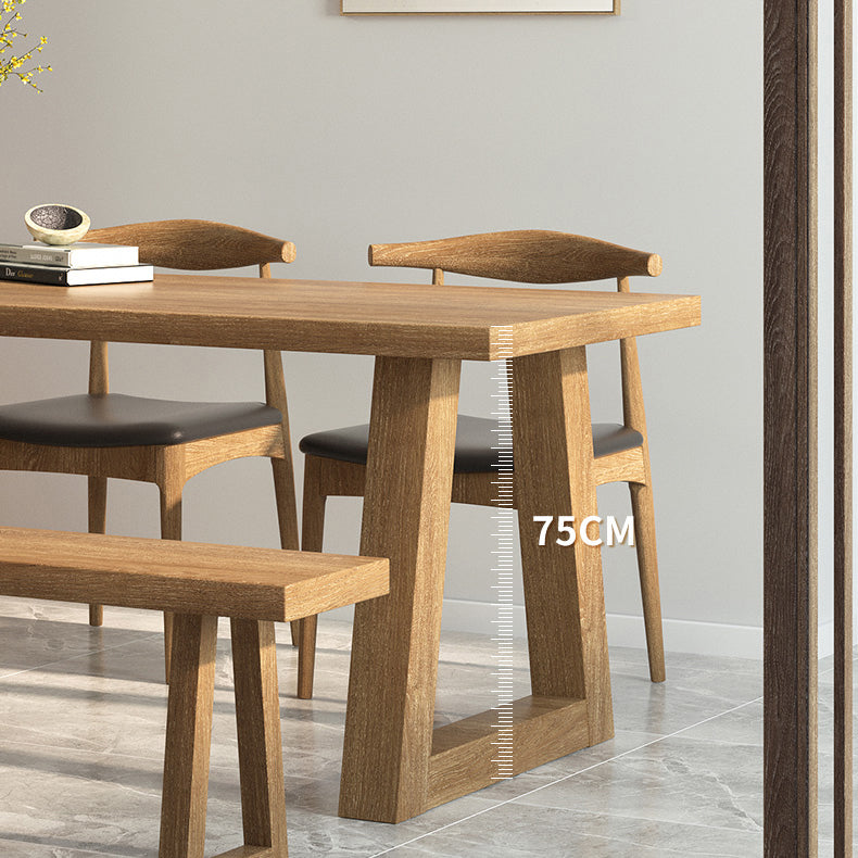 Pine Wood Top Dining Table Modern Rectangle Table with Solid Wood Sled Base Clearhalo 'Dining Tables & Seating' 'Dining Tables' 'dining_table' 'furn' 'furn_dining_table' 'Furniture' 'furniture_dining_table' 'Kitchen & Dining Furniture' 'kitchen' 'kitchen_dining_table' 4731454