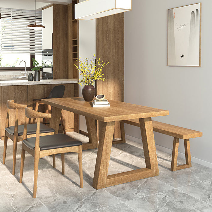 Pine Wood Top Dining Table Modern Rectangle Table with Solid Wood Sled Base Clearhalo 'Dining Tables & Seating' 'Dining Tables' 'dining_table' 'furn' 'furn_dining_table' 'Furniture' 'furniture_dining_table' 'Kitchen & Dining Furniture' 'kitchen' 'kitchen_dining_table' 4731456