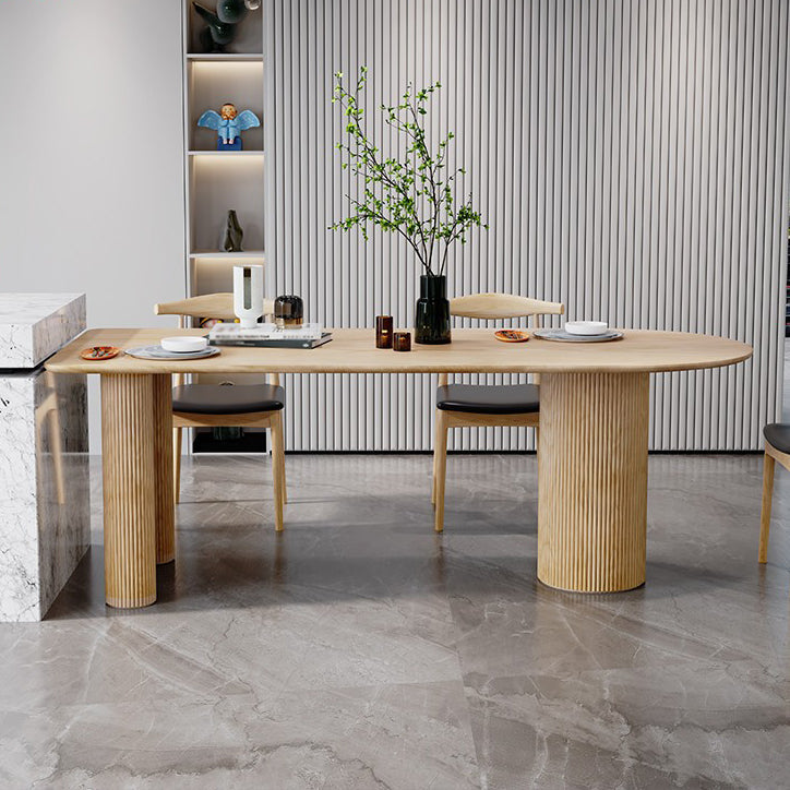 Free Form Pine Wood Table for Restaurant Modern Dining Table with 3 Legs Natural 55.1"L x 29.5"W x 29.5"H Without Chairs Clearhalo 'Dining Tables & Seating' 'Dining Tables' 'dining_table' 'furn' 'furn_dining_table' 'Furniture' 'furniture_dining_table' 'Kitchen & Dining Furniture' 'kitchen' 'kitchen_dining_table' 4731465