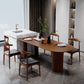 Free Form Pine Wood Table for Restaurant Modern Dining Table with 3 Legs Brown 86.6"L x 35.4"W x 29.5"H Without Chairs Clearhalo 'Dining Tables & Seating' 'Dining Tables' 'dining_table' 'furn' 'furn_dining_table' 'Furniture' 'furniture_dining_table' 'Kitchen & Dining Furniture' 'kitchen' 'kitchen_dining_table' 4731466