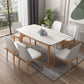 Stone Rectangle Dining Table Mid-Century Modern Dining Table with 4 Legs Off-White Without Chairs Clearhalo 'Dining Tables & Seating' 'Dining Tables' 'dining_table' 'furn' 'furn_dining_table' 'Furniture' 'furniture_dining_table' 'Kitchen & Dining Furniture' 'kitchen' 'kitchen_dining_table' 4731505