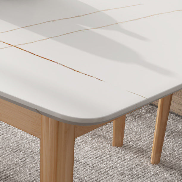 Stone Rectangle Dining Table Mid-Century Modern Dining Table with 4 Legs Clearhalo 'Dining Tables & Seating' 'Dining Tables' 'dining_table' 'furn' 'furn_dining_table' 'Furniture' 'furniture_dining_table' 'Kitchen & Dining Furniture' 'kitchen' 'kitchen_dining_table' 4731510