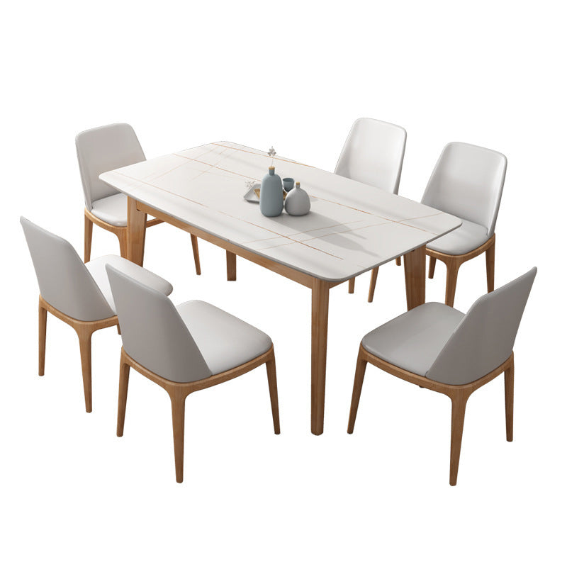 Stone Rectangle Dining Table Mid-Century Modern Dining Table with 4 Legs Clearhalo 'Dining Tables & Seating' 'Dining Tables' 'dining_table' 'furn' 'furn_dining_table' 'Furniture' 'furniture_dining_table' 'Kitchen & Dining Furniture' 'kitchen' 'kitchen_dining_table' 4731514