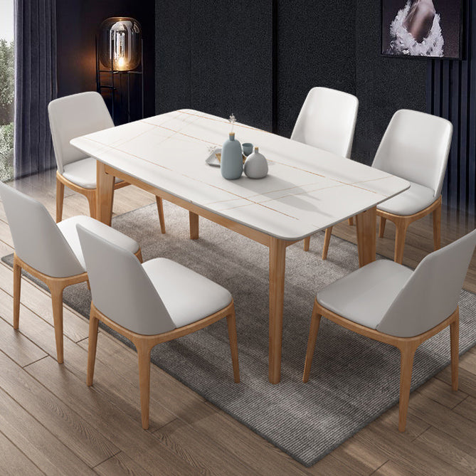 Stone Rectangle Dining Table Mid-Century Modern Dining Table with 4 Legs Clearhalo 'Dining Tables & Seating' 'Dining Tables' 'dining_table' 'furn' 'furn_dining_table' 'Furniture' 'furniture_dining_table' 'Kitchen & Dining Furniture' 'kitchen' 'kitchen_dining_table' 4731515