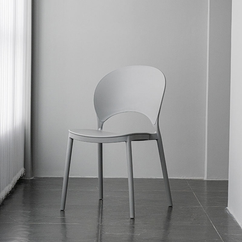 Contemporary Stacking Open Side Chair Matte Finish Home Dining Chair Grey 1 Piece Clearhalo 'Dining Chairs' 'Dining Tables & Seating' 'dining_chair' 'furn' 'furn_dining_chair' 'Furniture' 'furniture_dining_chair' 'Kitchen & Dining Furniture' 4731523