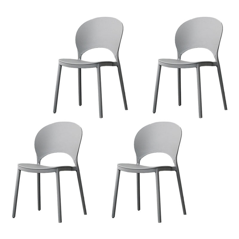 Contemporary Stacking Open Side Chair Matte Finish Home Dining Chair Grey 4 Piece Set Clearhalo 'Dining Chairs' 'Dining Tables & Seating' 'dining_chair' 'furn' 'furn_dining_chair' 'Furniture' 'furniture_dining_chair' 'Kitchen & Dining Furniture' 4731527