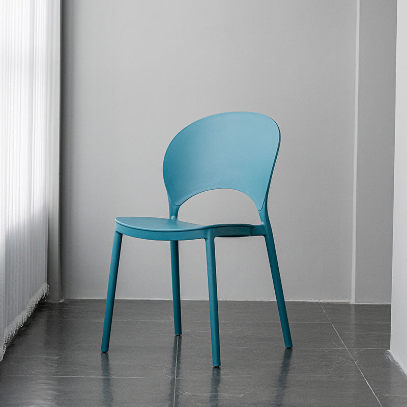 Contemporary Stacking Open Side Chair Matte Finish Home Dining Chair Peacock Blue 1 Piece Clearhalo 'Dining Chairs' 'Dining Tables & Seating' 'dining_chair' 'furn' 'furn_dining_chair' 'Furniture' 'furniture_dining_chair' 'Kitchen & Dining Furniture' 4731528