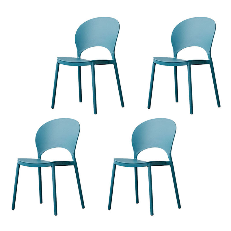 Contemporary Stacking Open Side Chair Matte Finish Home Dining Chair Peacock Blue 4 Piece Set Clearhalo 'Dining Chairs' 'Dining Tables & Seating' 'dining_chair' 'furn' 'furn_dining_chair' 'Furniture' 'furniture_dining_chair' 'Kitchen & Dining Furniture' 4731532
