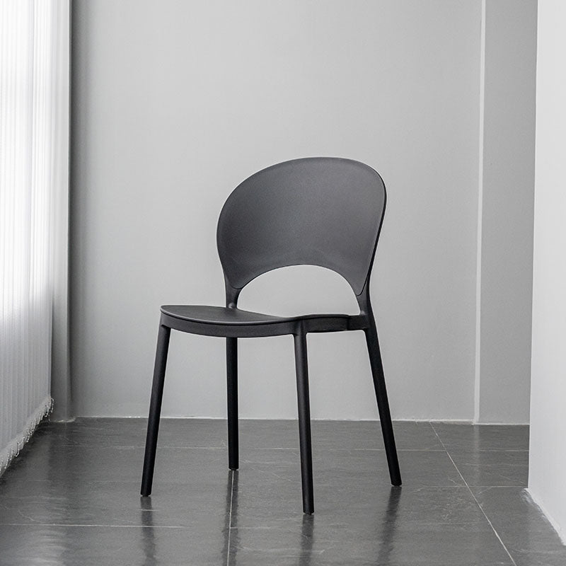 Contemporary Stacking Open Side Chair Matte Finish Home Dining Chair Black 1 Piece Clearhalo 'Dining Chairs' 'Dining Tables & Seating' 'dining_chair' 'furn' 'furn_dining_chair' 'Furniture' 'furniture_dining_chair' 'Kitchen & Dining Furniture' 4731534