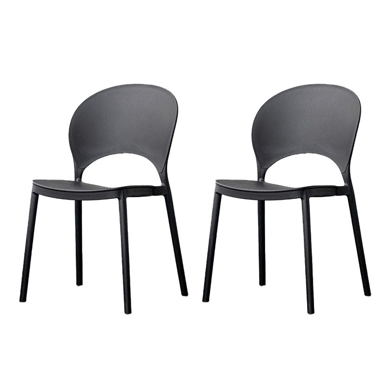 Contemporary Stacking Open Side Chair Matte Finish Home Dining Chair Black 2 Piece Set Clearhalo 'Dining Chairs' 'Dining Tables & Seating' 'dining_chair' 'furn' 'furn_dining_chair' 'Furniture' 'furniture_dining_chair' 'Kitchen & Dining Furniture' 4731536
