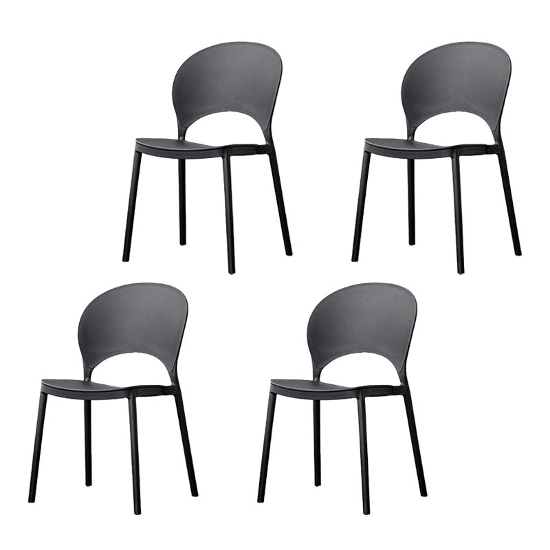 Contemporary Stacking Open Side Chair Matte Finish Home Dining Chair Black 4 Piece Set Clearhalo 'Dining Chairs' 'Dining Tables & Seating' 'dining_chair' 'furn' 'furn_dining_chair' 'Furniture' 'furniture_dining_chair' 'Kitchen & Dining Furniture' 4731538