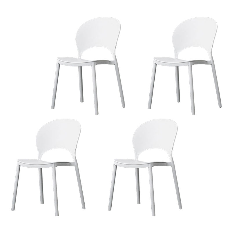 Contemporary Stacking Open Side Chair Matte Finish Home Dining Chair White 4 Piece Set Clearhalo 'Dining Chairs' 'Dining Tables & Seating' 'dining_chair' 'furn' 'furn_dining_chair' 'Furniture' 'furniture_dining_chair' 'Kitchen & Dining Furniture' 4731545