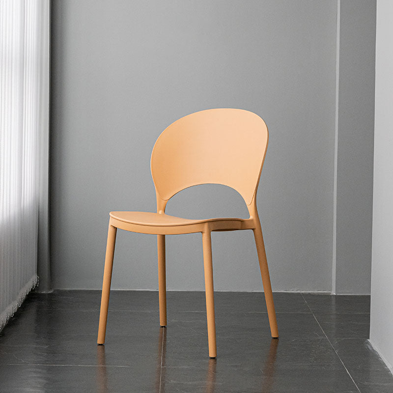 Contemporary Stacking Open Side Chair Matte Finish Home Dining Chair Light Yellow 1 Piece Clearhalo 'Dining Chairs' 'Dining Tables & Seating' 'dining_chair' 'furn' 'furn_dining_chair' 'Furniture' 'furniture_dining_chair' 'Kitchen & Dining Furniture' 4731547