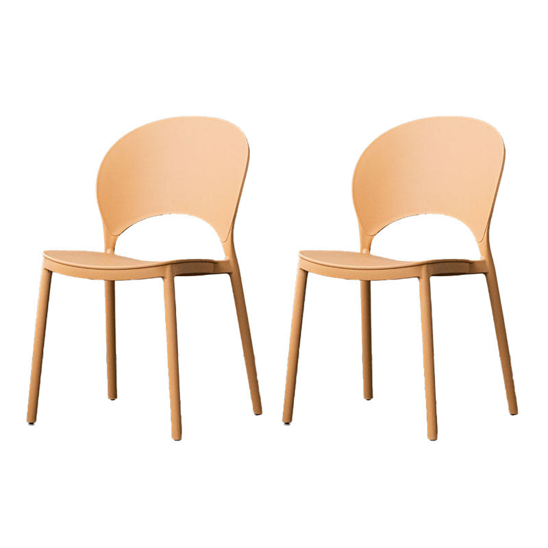 Contemporary Stacking Open Side Chair Matte Finish Home Dining Chair Light Yellow 2 Piece Set Clearhalo 'Dining Chairs' 'Dining Tables & Seating' 'dining_chair' 'furn' 'furn_dining_chair' 'Furniture' 'furniture_dining_chair' 'Kitchen & Dining Furniture' 4731548
