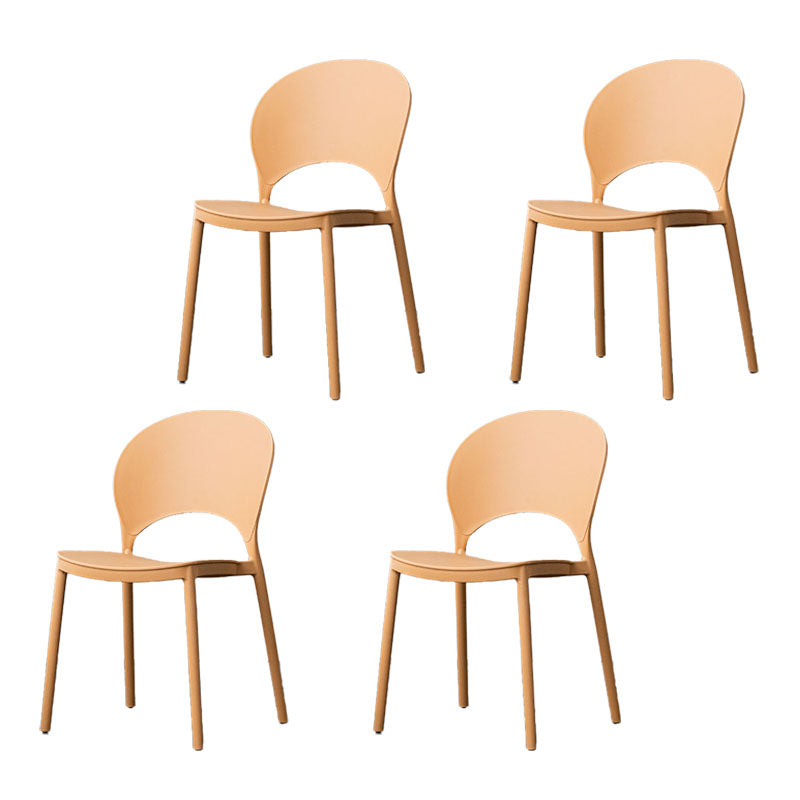 Contemporary Stacking Open Side Chair Matte Finish Home Dining Chair Light Yellow 4 Piece Set Clearhalo 'Dining Chairs' 'Dining Tables & Seating' 'dining_chair' 'furn' 'furn_dining_chair' 'Furniture' 'furniture_dining_chair' 'Kitchen & Dining Furniture' 4731549