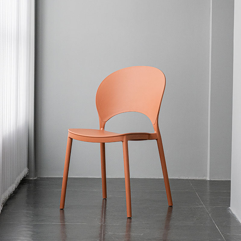 Contemporary Stacking Open Side Chair Matte Finish Home Dining Chair Orange 1 Piece Clearhalo 'Dining Chairs' 'Dining Tables & Seating' 'dining_chair' 'furn' 'furn_dining_chair' 'Furniture' 'furniture_dining_chair' 'Kitchen & Dining Furniture' 4731550