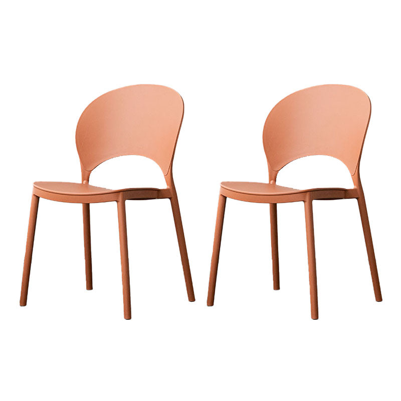 Contemporary Stacking Open Side Chair Matte Finish Home Dining Chair Orange 2 Piece Set Clearhalo 'Dining Chairs' 'Dining Tables & Seating' 'dining_chair' 'furn' 'furn_dining_chair' 'Furniture' 'furniture_dining_chair' 'Kitchen & Dining Furniture' 4731551
