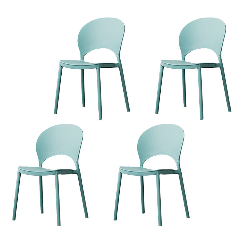 Contemporary Stacking Open Side Chair Matte Finish Home Dining Chair Turquoise 4 Piece Set Clearhalo 'Dining Chairs' 'Dining Tables & Seating' 'dining_chair' 'furn' 'furn_dining_chair' 'Furniture' 'furniture_dining_chair' 'Kitchen & Dining Furniture' 4731558