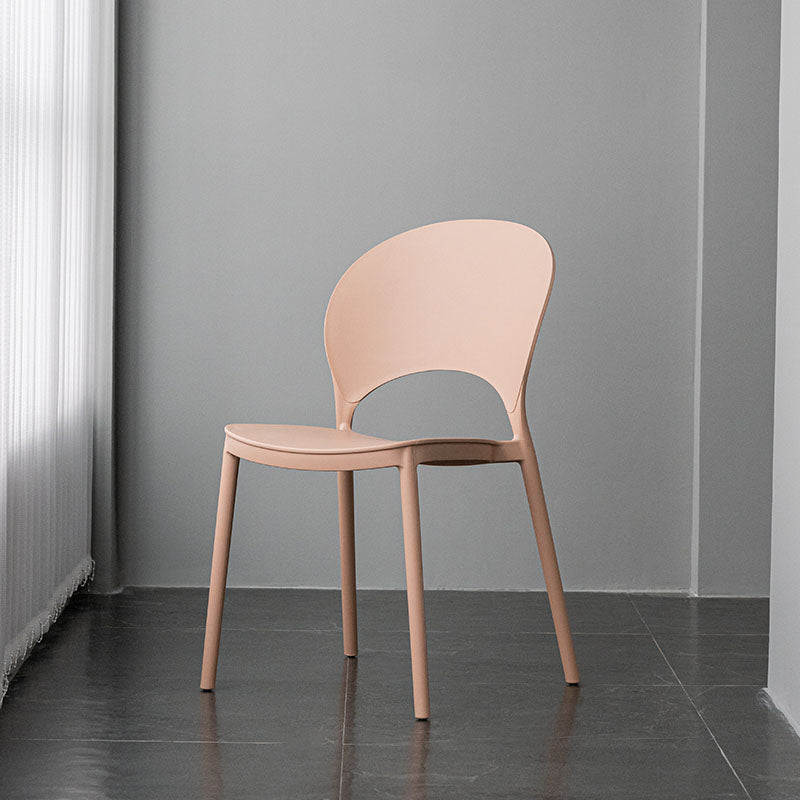Contemporary Stacking Open Side Chair Matte Finish Home Dining Chair Pink 1 Piece Clearhalo 'Dining Chairs' 'Dining Tables & Seating' 'dining_chair' 'furn' 'furn_dining_chair' 'Furniture' 'furniture_dining_chair' 'Kitchen & Dining Furniture' 4731568