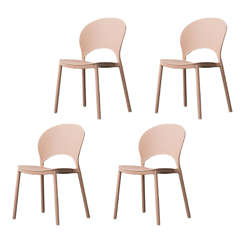 Contemporary Stacking Open Side Chair Matte Finish Home Dining Chair Pink 4 Piece Set Clearhalo 'Dining Chairs' 'Dining Tables & Seating' 'dining_chair' 'furn' 'furn_dining_chair' 'Furniture' 'furniture_dining_chair' 'Kitchen & Dining Furniture' 4731570