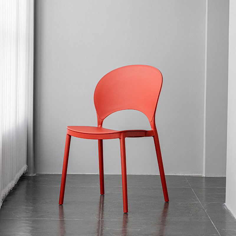 Contemporary Stacking Open Side Chair Matte Finish Home Dining Chair Red 1 Piece Clearhalo 'Dining Chairs' 'Dining Tables & Seating' 'dining_chair' 'furn' 'furn_dining_chair' 'Furniture' 'furniture_dining_chair' 'Kitchen & Dining Furniture' 4731571