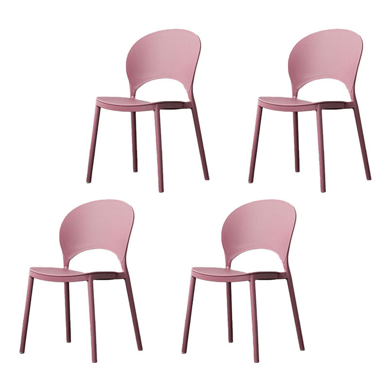Contemporary Stacking Open Side Chair Matte Finish Home Dining Chair Purple 4 Piece Set Clearhalo 'Dining Chairs' 'Dining Tables & Seating' 'dining_chair' 'furn' 'furn_dining_chair' 'Furniture' 'furniture_dining_chair' 'Kitchen & Dining Furniture' 4731576