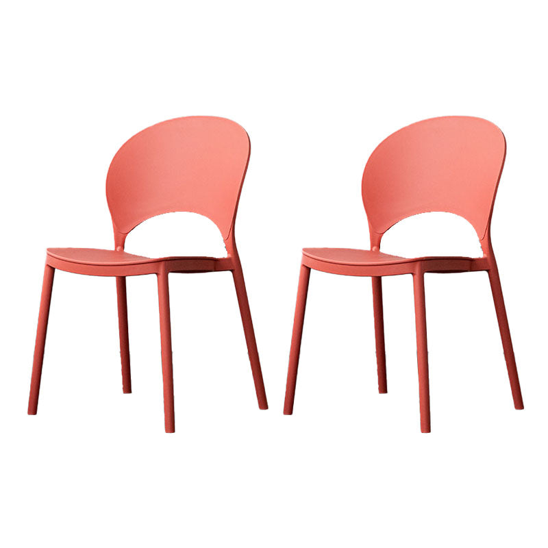 Contemporary Stacking Open Side Chair Matte Finish Home Dining Chair Light Red 2 Piece Set Clearhalo 'Dining Chairs' 'Dining Tables & Seating' 'dining_chair' 'furn' 'furn_dining_chair' 'Furniture' 'furniture_dining_chair' 'Kitchen & Dining Furniture' 4731578