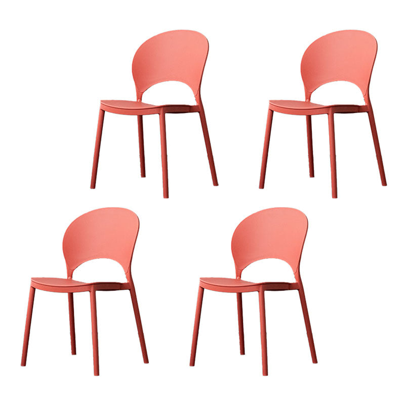 Contemporary Stacking Open Side Chair Matte Finish Home Dining Chair Light Red 4 Piece Set Clearhalo 'Dining Chairs' 'Dining Tables & Seating' 'dining_chair' 'furn' 'furn_dining_chair' 'Furniture' 'furniture_dining_chair' 'Kitchen & Dining Furniture' 4731579
